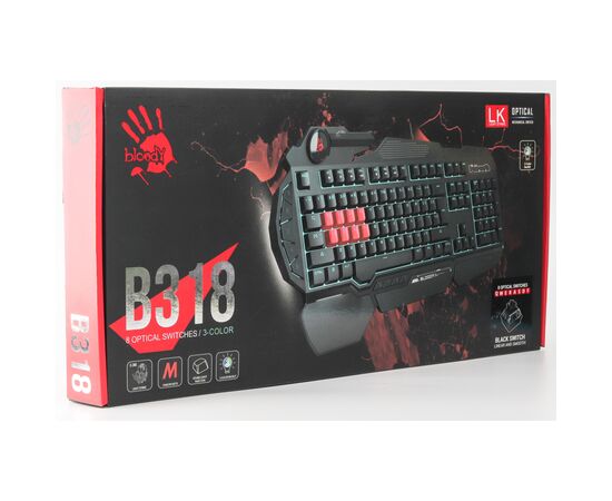 Клавіатура A4Tech Bloody B318 Black USB Black (Bloody B318 Black LK Black), зображення 4 Клавіатура A4Tech Bloody B318 Black USB Black (Bloody B318 Black LK Black), зображення 4