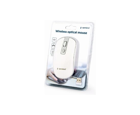 Мишка Gembird MUSW-4B-06-WS Wireless White-Silver (MUSW-4B-06-WS), зображення 2 Мишка Gembird MUSW-4B-06-WS Wireless White-Silver (MUSW-4B-06-WS), зображення 2