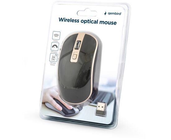 Мишка Gembird MUSW-4B-06-BG Wireless Black-Gold (MUSW-4B-06-BG), зображення 4 Мишка Gembird MUSW-4B-06-BG Wireless Black-Gold (MUSW-4B-06-BG), зображення 4