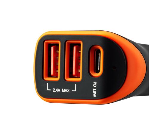 Зарядное устройство Canyon Universal 3xUSB car adapter Black+Orange (CNE-CCA08BO), изображение 2 Зарядное устройство Canyon Universal 3xUSB car adapter Black+Orange (CNE-CCA08BO), изображение 2