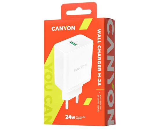 Зарядное устройство Canyon Wall charger with 1*USB, QC3.0 24W (CNE-CHA24W)