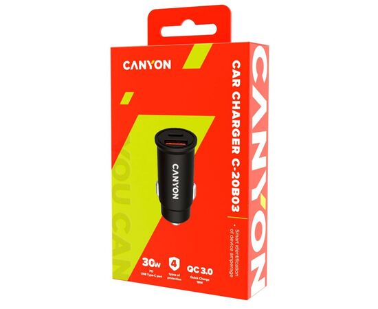 Зарядное устройство Canyon PD 30W/QC3.0 18W Pocket size car charger (CNS-CCA20B03), изображение 3 Зарядное устройство Canyon PD 30W/QC3.0 18W Pocket size car charger (CNS-CCA20B03), изображение 3