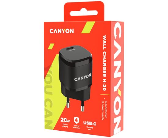Зарядное устройство Canyon PD 20W black (CNE-CHA20B05), изображение 4 Зарядное устройство Canyon PD 20W black (CNE-CHA20B05), изображение 4
