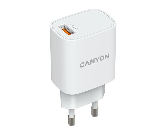 Зарядное устройство Canyon Wall charger 1*USB, QC3.0 18W (CNE-CHA18W), изображение 2 Зарядное устройство Canyon Wall charger 1*USB, QC3.0 18W (CNE-CHA18W), изображение 2