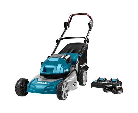Газонокосилка Makita DLM460PT2 LXT, 18В+18В, 460мм, 5Аг х 2шт, DC18RD (DLM460PT2), изображение 5 Газонокосилка Makita DLM460PT2 LXT, 18В+18В, 460мм, 5Аг х 2шт, DC18RD (DLM460PT2), изображение 5
