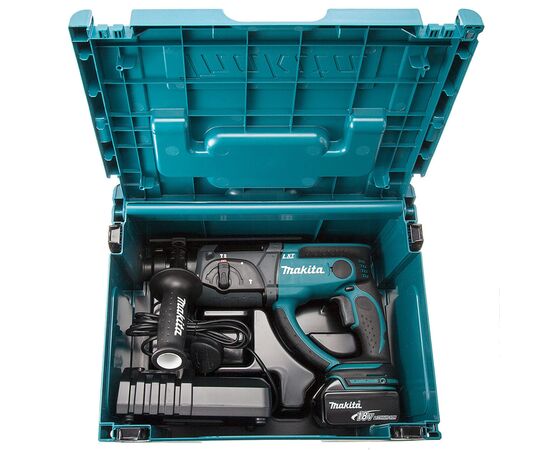 Перфоратор Makita DHR202RFJ SDS-PLUS LXT, 18В, 3Ah х 2шт, DC18RC, Makpac (DHR202RFJ), изображение 2 Перфоратор Makita DHR202RFJ SDS-PLUS LXT, 18В, 3Ah х 2шт, DC18RC, Makpac (DHR202RFJ), изображение 2