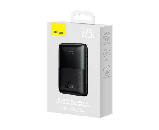 Батарея универсальная Baseus Pro 20000mAh, 22.5W, Black, with USB-A - USB-C 3A 0.3m cable (PPBD040301), изображение 7 Батарея универсальная Baseus Pro 20000mAh, 22.5W, Black, with USB-A - USB-C 3A 0.3m cable (PPBD040301), изображение 7