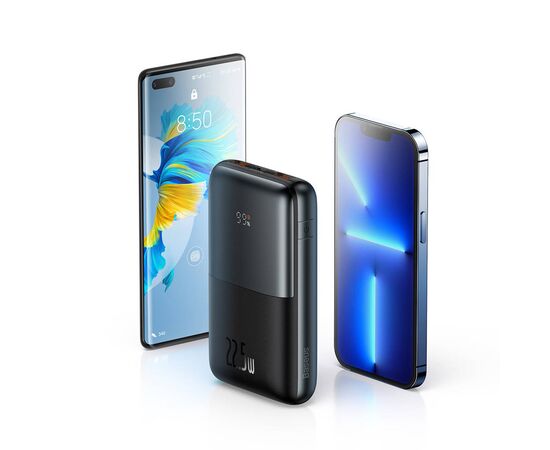Батарея универсальная Baseus Pro 20000mAh, 22.5W, Black, with USB-A - USB-C 3A 0.3m cable (PPBD040301), изображение 8 Батарея универсальная Baseus Pro 20000mAh, 22.5W, Black, with USB-A - USB-C 3A 0.3m cable (PPBD040301), изображение 8