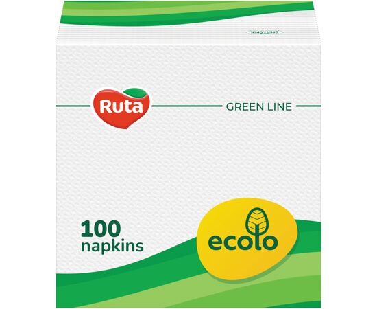 Серветки столові Ruta Ecolo Білі 1 шар 24х24 см 100 шт. (4820202890263)