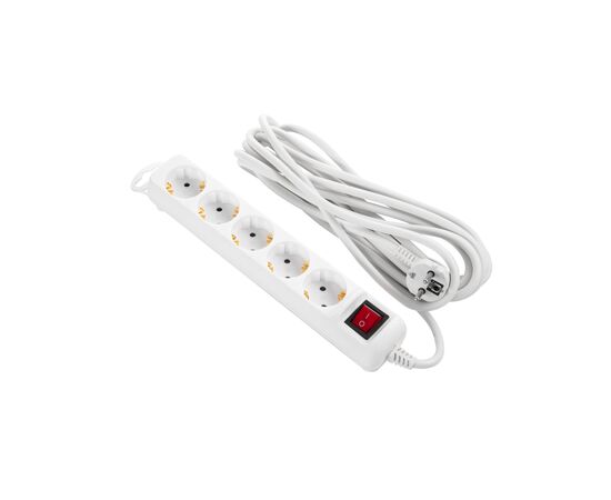 Мережевий подовжувач 2E 5XSchuko з вимикачем,5м, white (2E-U05ES15M5)
