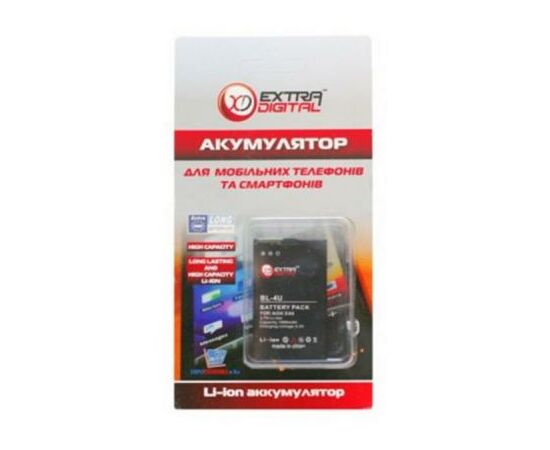 Аккумуляторная батарея для телефона Extradigital Nokia BL-4U (1000 mAh) (BMN6271), изображение 3 Аккумуляторная батарея для телефона Extradigital Nokia BL-4U (1000 mAh) (BMN6271), изображение 3