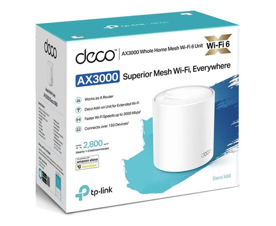 Точка доступу Wi-Fi TP-Link DECO-X60-1-PACK, зображення 3 Точка доступу Wi-Fi TP-Link DECO-X60-1-PACK, зображення 3