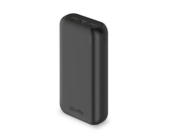 Батарея универсальная Celly Energy 20000mAh Inp:USB-C/Micro-USB, Out:USB-A*2(5V/2.1A) black (PBE20000BK)