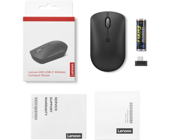Мышка Lenovo 400 USB-C Wireless Black (GY51D20865), изображение 7 Мышка Lenovo 400 USB-C Wireless Black (GY51D20865), изображение 7