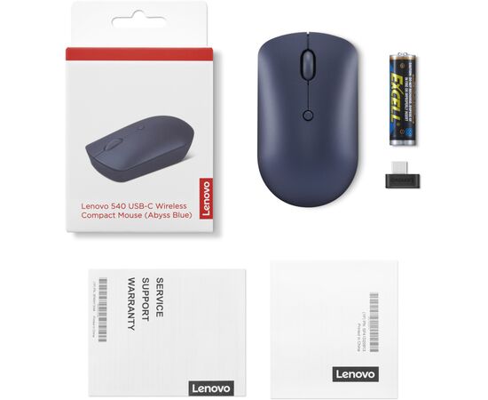 Мышка Lenovo 540 USB-C Wireless Abyss Blue (GY51D20871), изображение 7 Мышка Lenovo 540 USB-C Wireless Abyss Blue (GY51D20871), изображение 7
