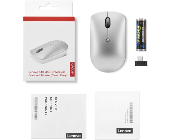 Мышка Lenovo 540 USB-C Wireless Cloud Grey (GY51D20869), изображение 7 Мышка Lenovo 540 USB-C Wireless Cloud Grey (GY51D20869), изображение 7