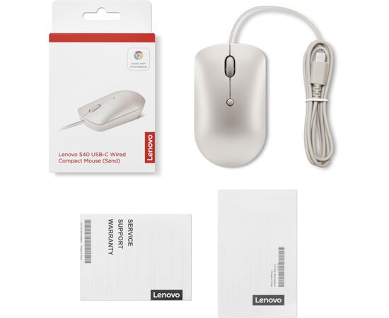 Мишка Lenovo 540 USB-C Wired Sand (GY51D20879), зображення 6 Мишка Lenovo 540 USB-C Wired Sand (GY51D20879), зображення 6