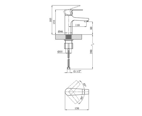 Смеситель Kroner Oker-C010, изображение 3 Смеситель Kroner Oker-C010, изображение 3