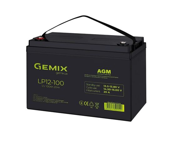 Батарея к ИБП Gemix LP 12В 100 Ач (LP12100), изображение 2 Батарея к ИБП Gemix LP 12В 100 Ач (LP12100), изображение 2
