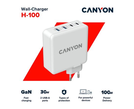 Зарядное устройство Canyon GAN 100W (CND-CHA100W01), изображение 4 Зарядное устройство Canyon GAN 100W (CND-CHA100W01), изображение 4