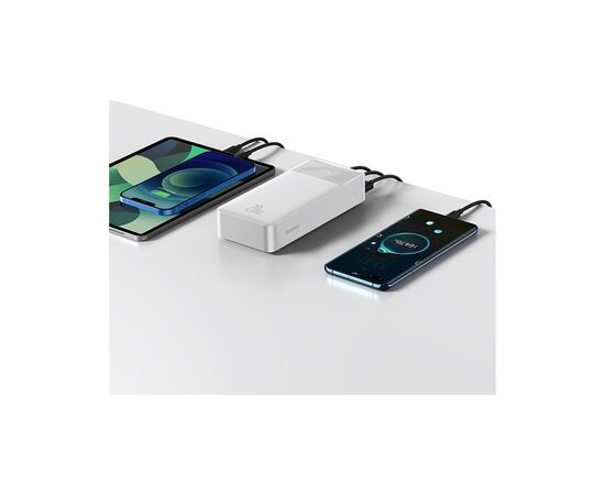 Батарея универсальная Baseus Bipow 30000mAh, PD/3.0/20W, QC/3.0, USB-C, 2*USB-A, FCP, AFC, white (PPDML-N02), изображение 8 Батарея универсальная Baseus Bipow 30000mAh, PD/3.0/20W, QC/3.0, USB-C, 2*USB-A, FCP, AFC, white (PPDML-N02), изображение 8