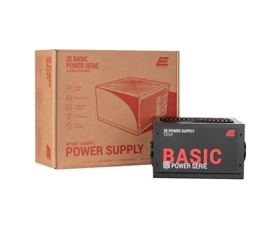 Блок питания 2E BASIC POWER (500W), 80, 120mm, 1xMB 24pin(20+4), 1xCPU 8pin(4+4), 3xMolex, 4xSATA, 2xPCIe 8pin( (2E-BP500-120APFC), изображение 4 Блок питания 2E BASIC POWER (500W), 80, 120mm, 1xMB 24pin(20+4), 1xCPU 8pin(4+4), 3xMolex, 4xSATA, 2xPCIe 8pin( (2E-BP500-120APFC), изображение 4