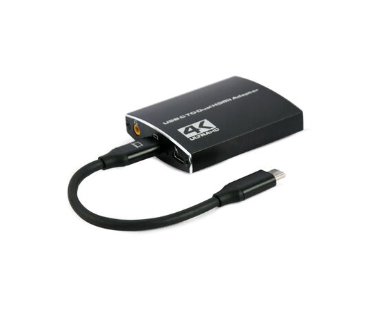 Концентратор Cablexpert USB-C to 2 HDMI (2 ind. screens)/PD/Аudio 3.5mm (A-CM-HDMIF2-01)