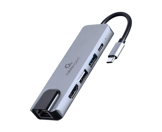 Концентратор Cablexpert USB-C 5-in-1 (hub/HDMI/PD/LAN) (A-CM-COMBO5-04)