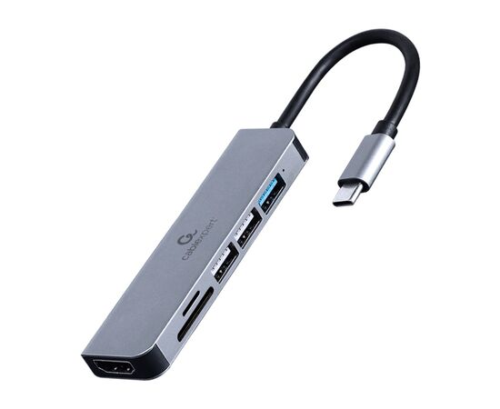 Концентратор Cablexpert USB-C 6-in-1 (hub/HDMI/CR) (A-CM-COMBO6-02)