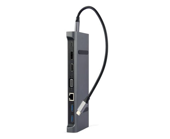 Концентратор Cablexpert USB-C 9-in-1 (USB-hub + HDMI/VGA/PD/CR/LAN/3.5mm) (A-CM-COMBO9-02), изображение 2 Концентратор Cablexpert USB-C 9-in-1 (USB-hub + HDMI/VGA/PD/CR/LAN/3.5mm) (A-CM-COMBO9-02), изображение 2
