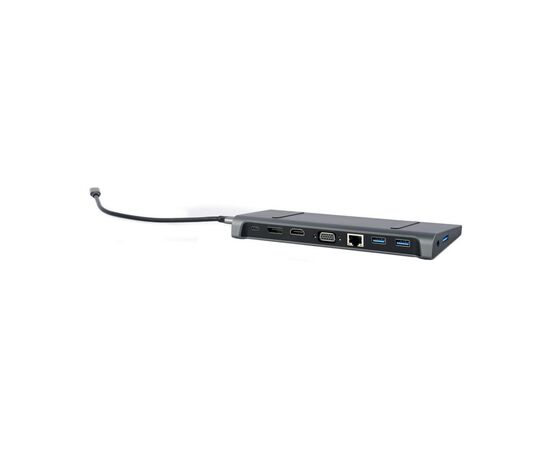 Концентратор Cablexpert USB-C 9-in-1 (USB-hub + HDMI/VGA/PD/CR/LAN/3.5mm) (A-CM-COMBO9-02), изображение 4 Концентратор Cablexpert USB-C 9-in-1 (USB-hub + HDMI/VGA/PD/CR/LAN/3.5mm) (A-CM-COMBO9-02), изображение 4