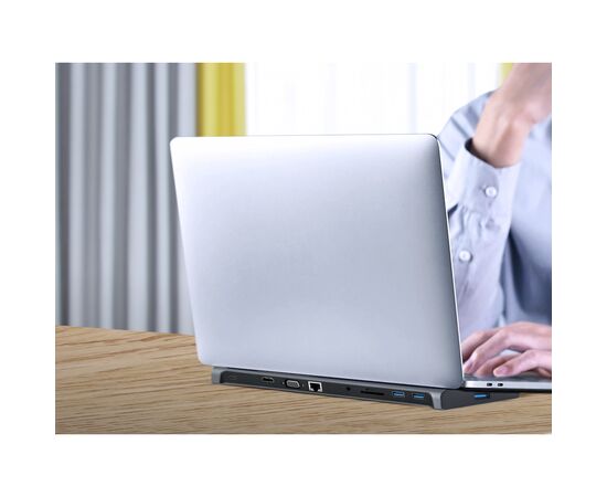 Концентратор Cablexpert USB-C 9-in-1 (USB-hub + HDMI/VGA/PD/CR/LAN/3.5mm) (A-CM-COMBO10-01), изображение 2 Концентратор Cablexpert USB-C 9-in-1 (USB-hub + HDMI/VGA/PD/CR/LAN/3.5mm) (A-CM-COMBO10-01), изображение 2