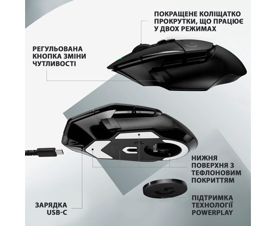 Мышка Logitech G502 X Lightspeed Wireless Black (910-006180), изображение 5 Мышка Logitech G502 X Lightspeed Wireless Black (910-006180), изображение 5