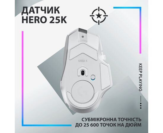 Мышка Logitech G502 X Plus Wireless White (910-006171), изображение 4 Мышка Logitech G502 X Plus Wireless White (910-006171), изображение 4