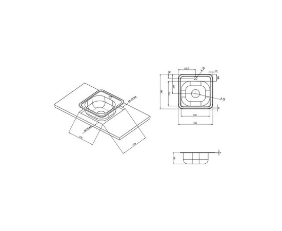 Мийка кухонна Kroner Satin-3838 06160 (CV022756), зображення 2 Мийка кухонна Kroner Satin-3838 06160 (CV022756), зображення 2