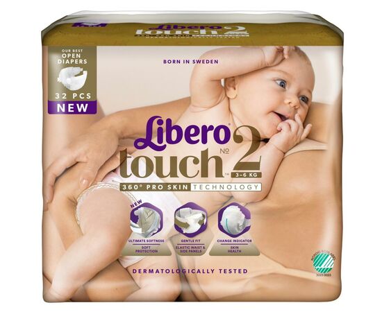 Подгузник Libero Touch 2 (3-6 кг) 32 шт (7322541070315), изображение 2 Подгузник Libero Touch 2 (3-6 кг) 32 шт (7322541070315), изображение 2