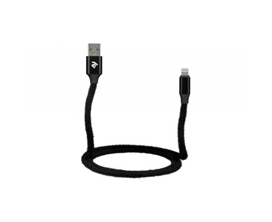 Дата кабель USB 2.0 AM to Lightning 1.0m Fur black 2E (2E-CCLAC-BLACK), изображение 3 Дата кабель USB 2.0 AM to Lightning 1.0m Fur black 2E (2E-CCLAC-BLACK), изображение 3