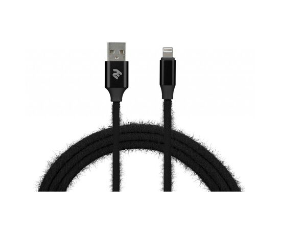 Дата кабель USB 2.0 AM to Lightning 1.0m Fur black 2E (2E-CCLAC-BLACK), изображение 4 Дата кабель USB 2.0 AM to Lightning 1.0m Fur black 2E (2E-CCLAC-BLACK), изображение 4