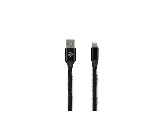 Дата кабель USB 2.0 AM to Lightning 1.0m Fur black 2E (2E-CCLAC-BLACK)