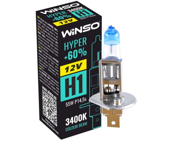 Автолампа Winso H1 HYPER +60 55W (712120), изображение 2 Автолампа Winso H1 HYPER +60 55W (712120), изображение 2