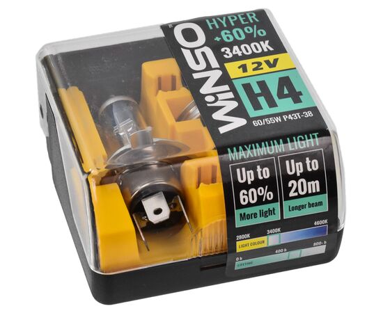Автолампа Winso H4 HYPER +60 60/55W (712430), изображение 2 Автолампа Winso H4 HYPER +60 60/55W (712430), изображение 2