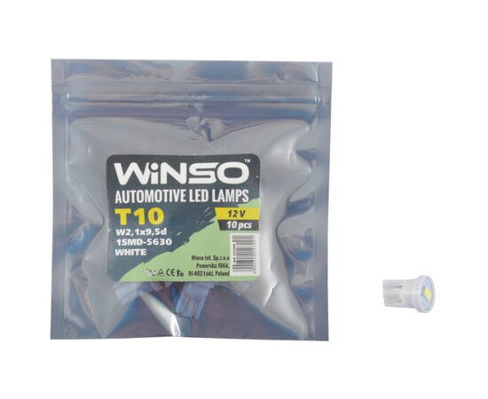 Автолампа Winso SMD T10 W2.1x9.5d 1LED 5630 white (127290), изображение 2 Автолампа Winso SMD T10 W2.1x9.5d 1LED 5630 white (127290), изображение 2