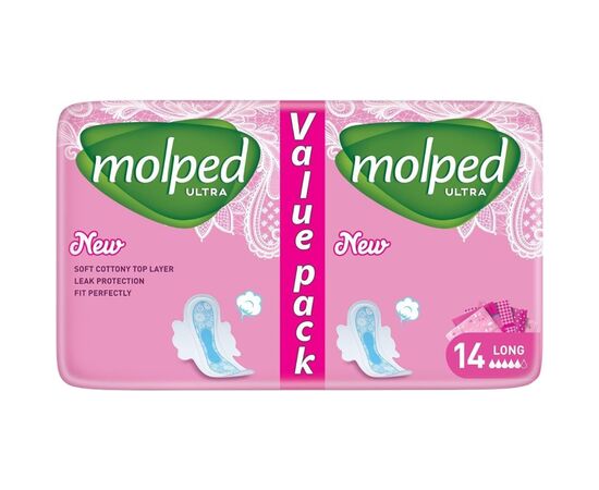 Гігієнічні прокладки Molped Ultra Long 5 крапель 14 шт. (8690536825189)