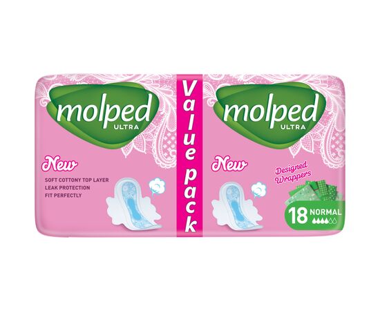Гигиенические прокладки Molped Ultra Normal Eco 4 капли 18 шт. (8690536825165)