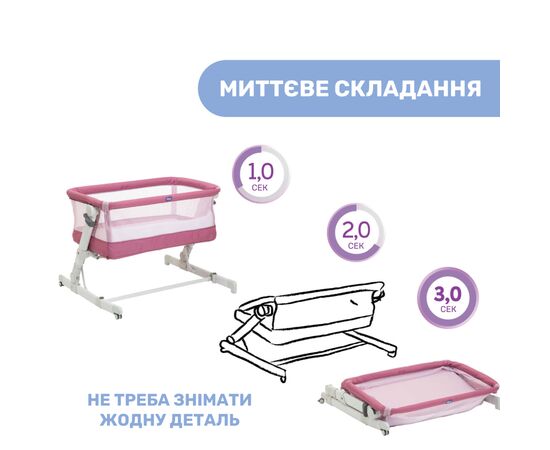 Ліжечко Chicco Next2Me Pop Up Рожеве (79299.20), зображення 3 Ліжечко Chicco Next2Me Pop Up Рожеве (79299.20), зображення 3