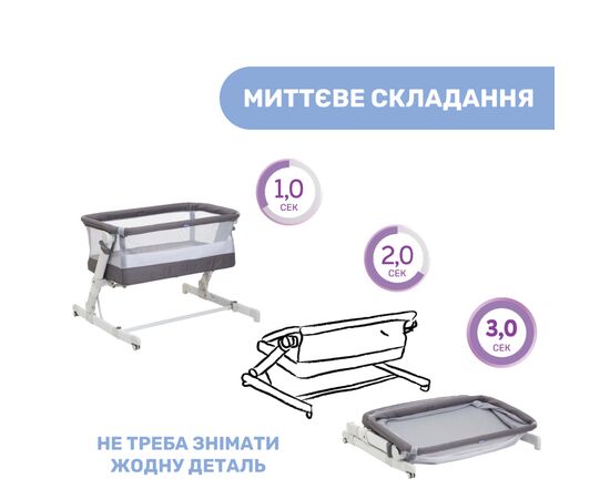 Кроватка Chicco Next2Me Pop Up Темно-серая (79299.57), изображение 3 Кроватка Chicco Next2Me Pop Up Темно-серая (79299.57), изображение 3