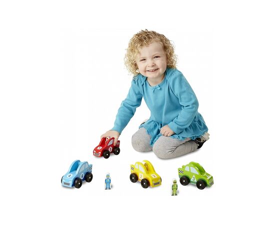 Игровой набор Melissa&Doug Деревянный набор гоночных автомобилей (MD706), изображение 2 Игровой набор Melissa&Doug Деревянный набор гоночных автомобилей (MD706), изображение 2