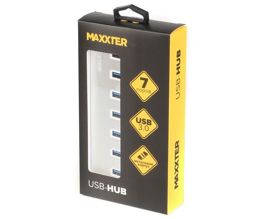 Концентратор Maxxter USB 3.0 Type-A 7 ports silver (HU3A-7P-01), изображение 4 Концентратор Maxxter USB 3.0 Type-A 7 ports silver (HU3A-7P-01), изображение 4