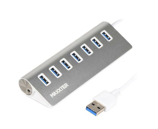 Концентратор Maxxter USB 3.0 Type-A 7 ports silver (HU3A-7P-01)
