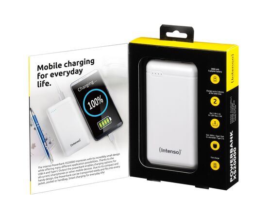 Батарея универсальная Intenso XS20000 20000mAh, USB Type-C USB-A, 5V, 3.1A, white (7313552), изображение 5 Батарея универсальная Intenso XS20000 20000mAh, USB Type-C USB-A, 5V, 3.1A, white (7313552), изображение 5